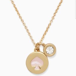 Kate Spade Spot the Spade Necklace Pink - Clear Rhinestone Classic Minimalist